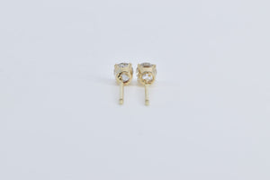 14K 0.50 Ctw Diamond Classic Solitaire Stud Vintage Earrings Yellow Gold