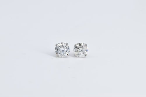 14K 1.42 Ctw Diamond Solitaire Classic Vintage Stud Earrings White Gold