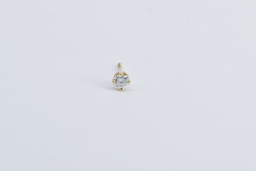 14K 0.10 Ct Natural Diamond Solitaire Single Stud Earring Yellow Gold