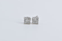 Load image into Gallery viewer, 14K Princess Cut Natural Diamond Invis Set Stud Earrings White Gold