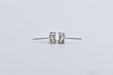 Load image into Gallery viewer, 14K Princess Cut Natural Diamond Invis Set Stud Earrings White Gold