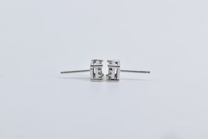 14K Princess Cut Natural Diamond Invis Set Stud Earrings White Gold