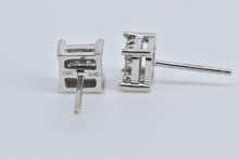 Load image into Gallery viewer, 14K Princess Cut Natural Diamond Invis Set Stud Earrings White Gold