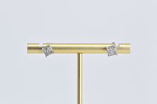 Load image into Gallery viewer, 14K Princess Cut Natural Diamond Invis Set Stud Earrings White Gold