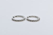 Load image into Gallery viewer, 14K 1.00 Ctw Natural Diamond Inside Outside Hoop Earrings White Gold