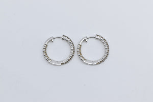 14K 1.00 Ctw Natural Diamond Inside Outside Hoop Earrings White Gold