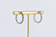 Load image into Gallery viewer, 14K 1.00 Ctw Natural Diamond Inside Outside Hoop Earrings White Gold