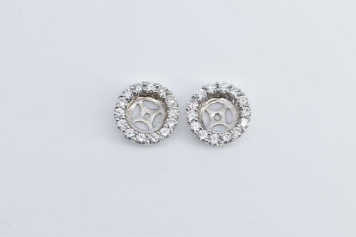 14K 1.12 Ctw Natural Diamond Stud Enhancer Earring Jackets White Gold