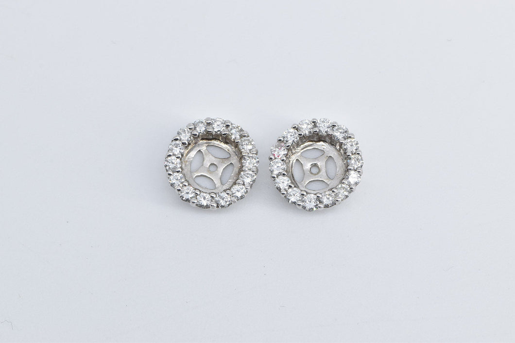 14K 1.12 Ctw Natural Diamond Stud Enhancer Earring Jackets White Gold