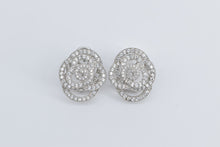 Load image into Gallery viewer, Sterling Silver Pave Encrusted CZ Flower Rose French Clip Earrings