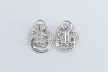 Load image into Gallery viewer, Sterling Silver Pave Encrusted CZ Flower Rose French Clip Earrings