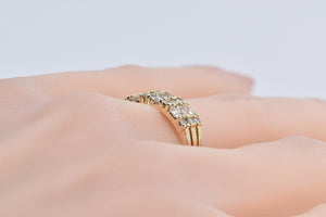 14K 1.00 Ctw Marquise Round Natural Diamond Band Ring Yellow Gold