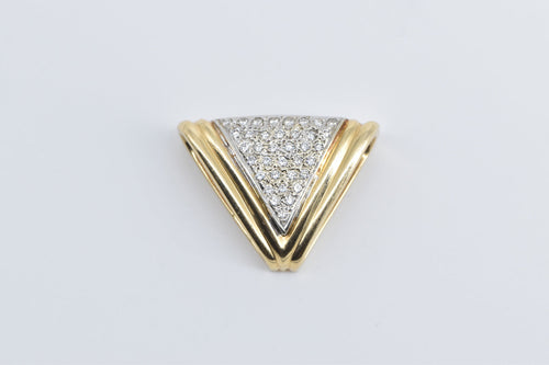 14K 0.50 Ctw Natural Diamond Pave Triangle Slide Pendant Yellow Gold