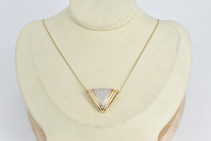 14K 0.50 Ctw Natural Diamond Pave Triangle Slide Pendant Yellow Gold