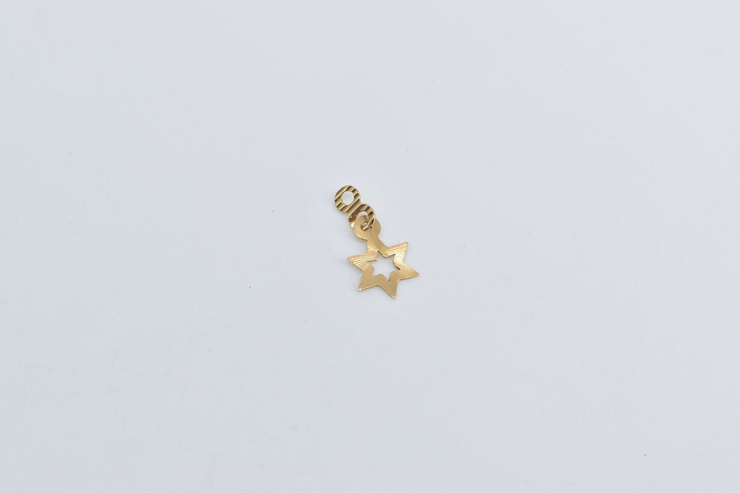 14K Vintage Star of David Grooved Jewish Faith Charm/Pendant Yellow Gold