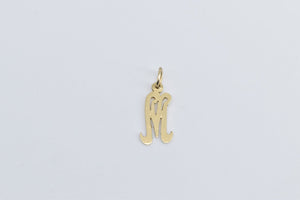 14K M Cursive Letter Initial Monogram Name Charm/Pendant Yellow Gold