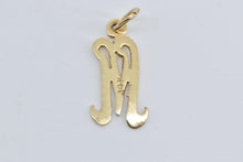 Load image into Gallery viewer, 14K M Cursive Letter Initial Monogram Name Charm/Pendant Yellow Gold