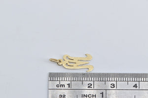 14K M Cursive Letter Initial Monogram Name Charm/Pendant Yellow Gold