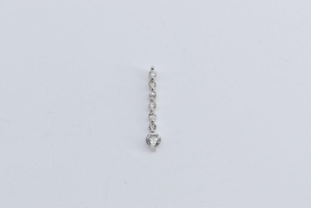 10K Vintage Natural Diamond Drop Journey Pendant White Gold