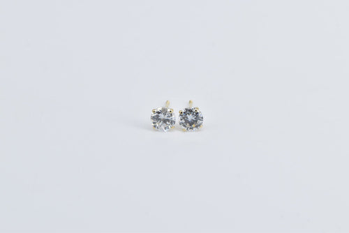 14K Round Solitaire Classic Solitaire Stud Earrings Yellow Gold