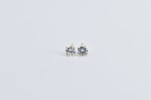 14K Round Solitaire Classic Solitaire Stud Earrings Yellow Gold