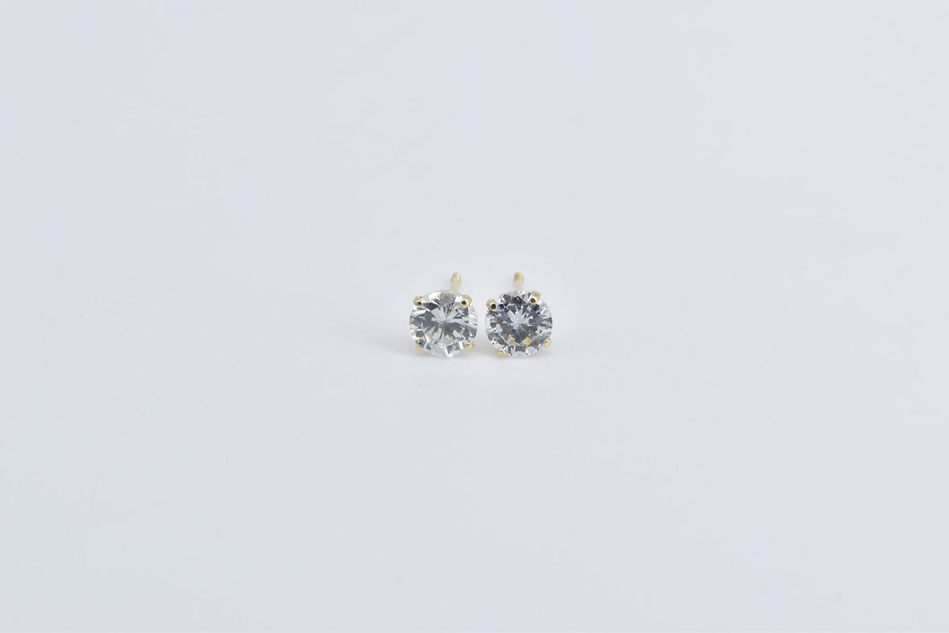 14K Round Solitaire Classic Solitaire Stud Earrings Yellow Gold