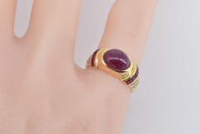 Load image into Gallery viewer, 18K Oval Ruby Princess Natural Diamond Vintage Ring Yellow Gold