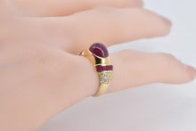 Load image into Gallery viewer, 18K Oval Ruby Princess Natural Diamond Vintage Ring Yellow Gold