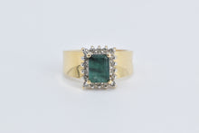 Load image into Gallery viewer, 14K Natural Emerald Diamond Halo Statement Ring Yellow Gold