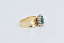 Load image into Gallery viewer, 14K Natural Emerald Diamond Halo Statement Ring Yellow Gold