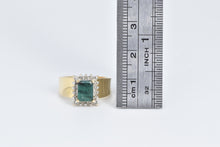 Load image into Gallery viewer, 14K Natural Emerald Diamond Halo Statement Ring Yellow Gold