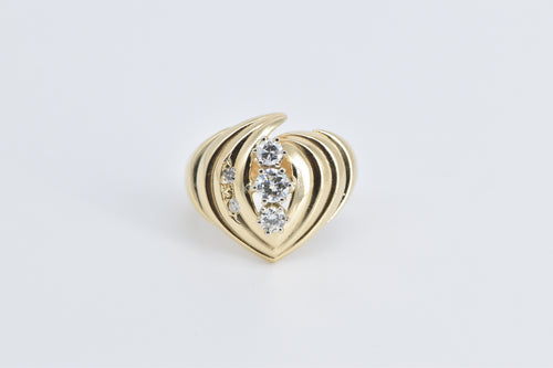 14K 0.59 Ctw Natural Diamond Vintage Grooved Ring Yellow Gold