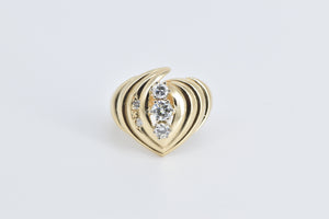 14K 0.59 Ctw Natural Diamond Vintage Grooved Ring Yellow Gold