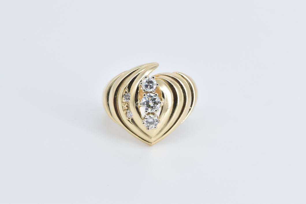 14K 0.59 Ctw Natural Diamond Vintage Grooved Ring Yellow Gold