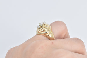 14K 0.59 Ctw Natural Diamond Vintage Grooved Ring Yellow Gold