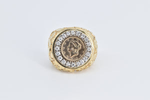 14K 1849-O Gold $1 Coin Natural Diamond Nugget Ring Yellow Gold