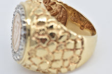 Load image into Gallery viewer, 14K 1849-O Gold $1 Coin Natural Diamond Nugget Ring Yellow Gold