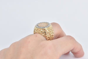14K 1849-O Gold $1 Coin Natural Diamond Nugget Ring Yellow Gold