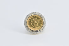 Load image into Gallery viewer, 14K 1850-O $2.50 Liberty Head Coin Diamond Ring Yellow Gold