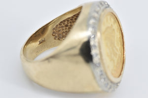 14K 1850-O $2.50 Liberty Head Coin Diamond Ring Yellow Gold