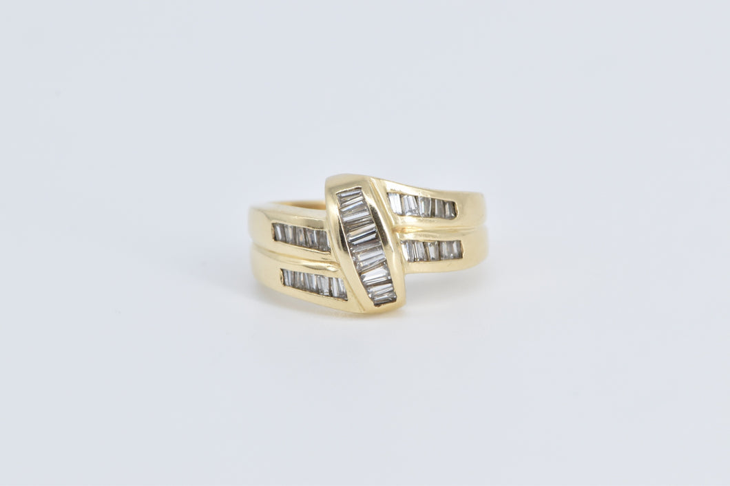 14K 0.96 Ctw Baguette Natural Diamond Freeform Ring Yellow Gold