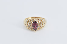 Load image into Gallery viewer, 14K Garnet Natural Diamond Encrusted Statement Ring Yellow Gold