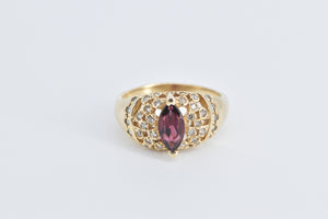 14K Garnet Natural Diamond Encrusted Statement Ring Yellow Gold