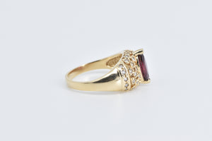 14K Garnet Natural Diamond Encrusted Statement Ring Yellow Gold