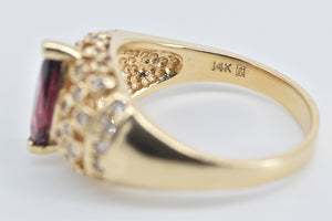 14K Garnet Natural Diamond Encrusted Statement Ring Yellow Gold