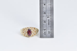 14K Garnet Natural Diamond Encrusted Statement Ring Yellow Gold