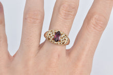 Load image into Gallery viewer, 14K Garnet Natural Diamond Encrusted Statement Ring Yellow Gold