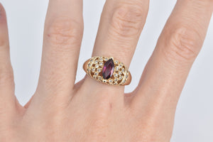 14K Garnet Natural Diamond Encrusted Statement Ring Yellow Gold