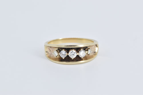 14K 0.45 Ctw Natural Diamond Deep Channel Band Ring Yellow Gold