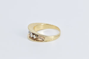 14K 0.45 Ctw Natural Diamond Deep Channel Band Ring Yellow Gold
